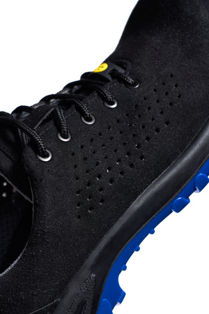 Półbuty Ochronne BASIC 383 Protektor Czarne Niebieska Podeszwa S1P ESD Mikrofibra Welurowa